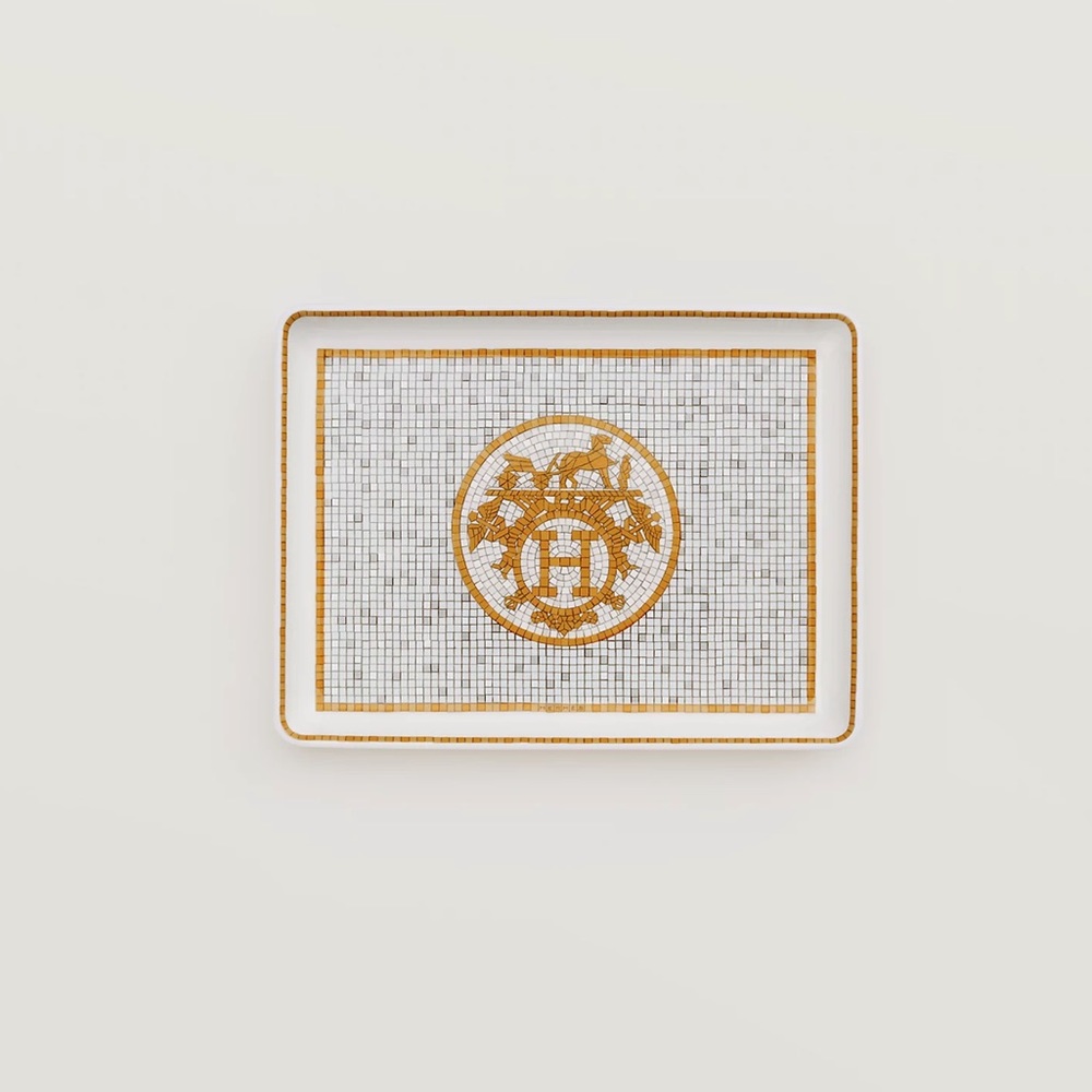 Hermes Mosaique au 24 gold tray, small model